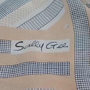 Sally Gee Rectangle Cream And Gold Patterned Scarf